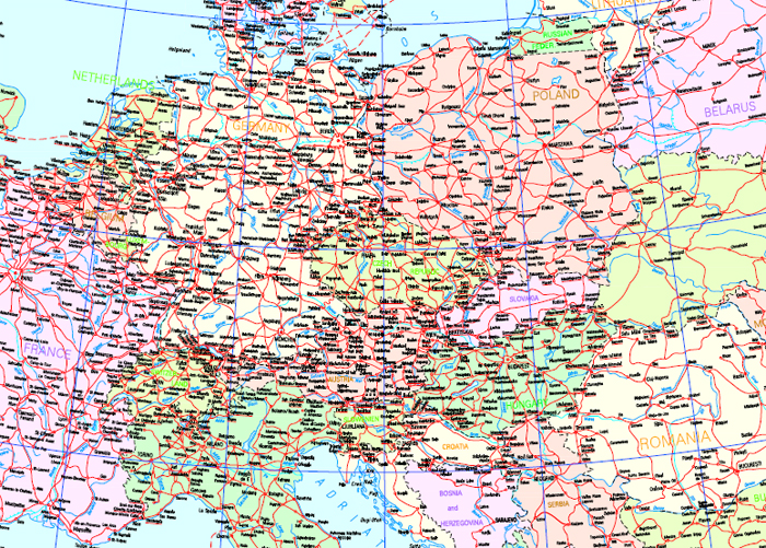 Схема железных дорог европы